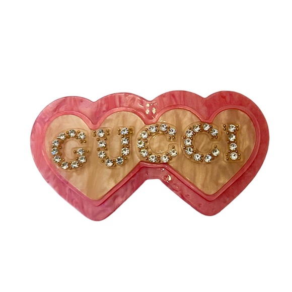 GUCCI Double Heart Women's Hair Clip Barrette Hair Accessory Clip - Picture 1 of 3